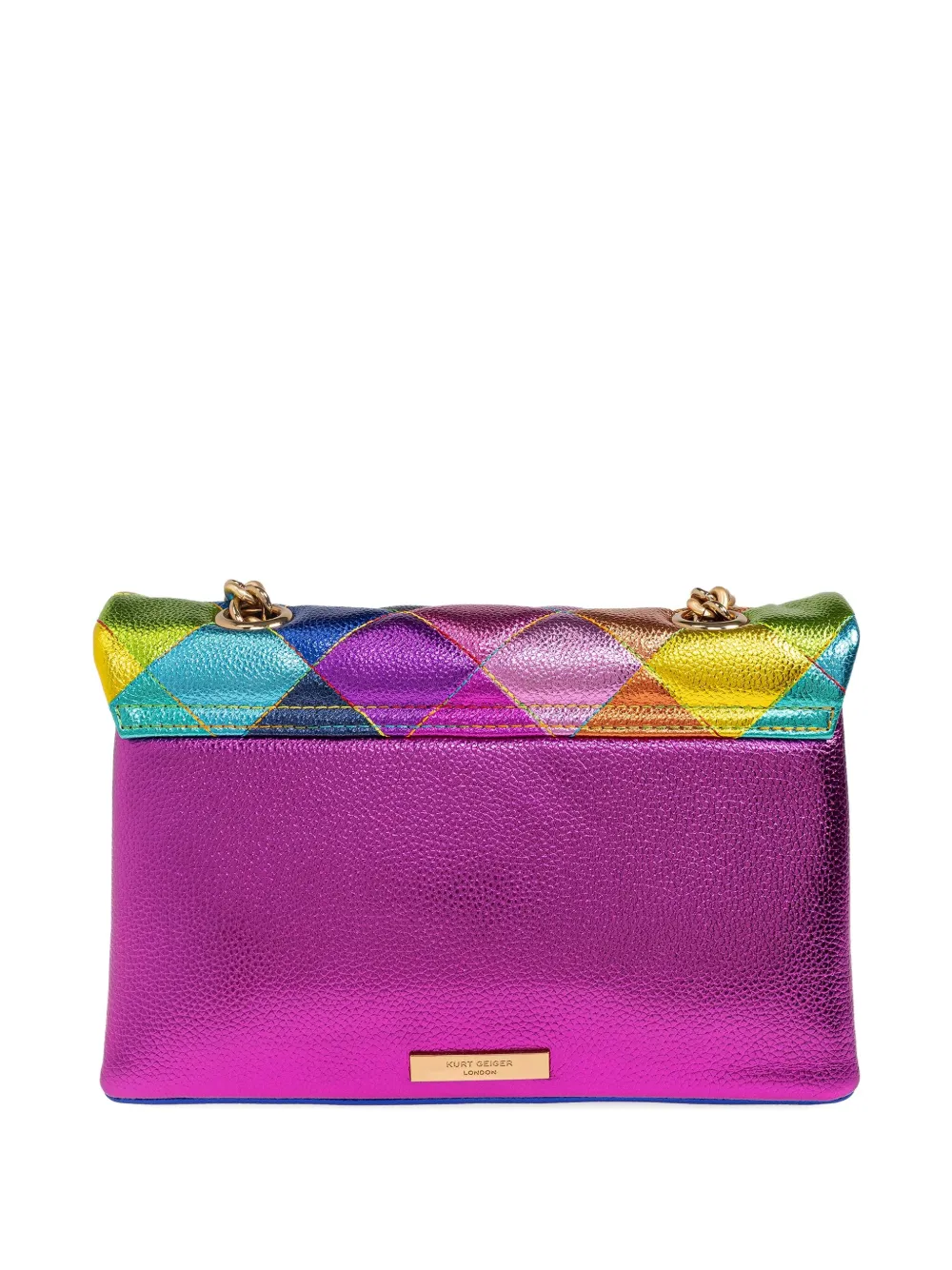 Kurt Geiger London Grote Kensington gewatteerde schoudertas met ketting Roze