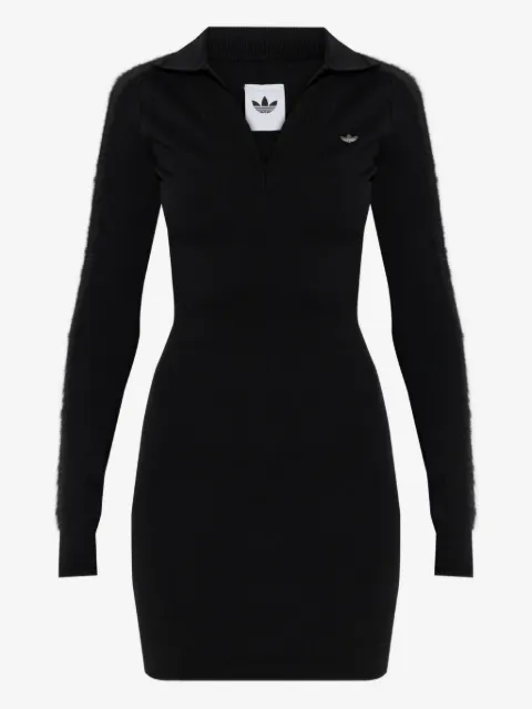 adidas long-sleeve polo-collar mini dress