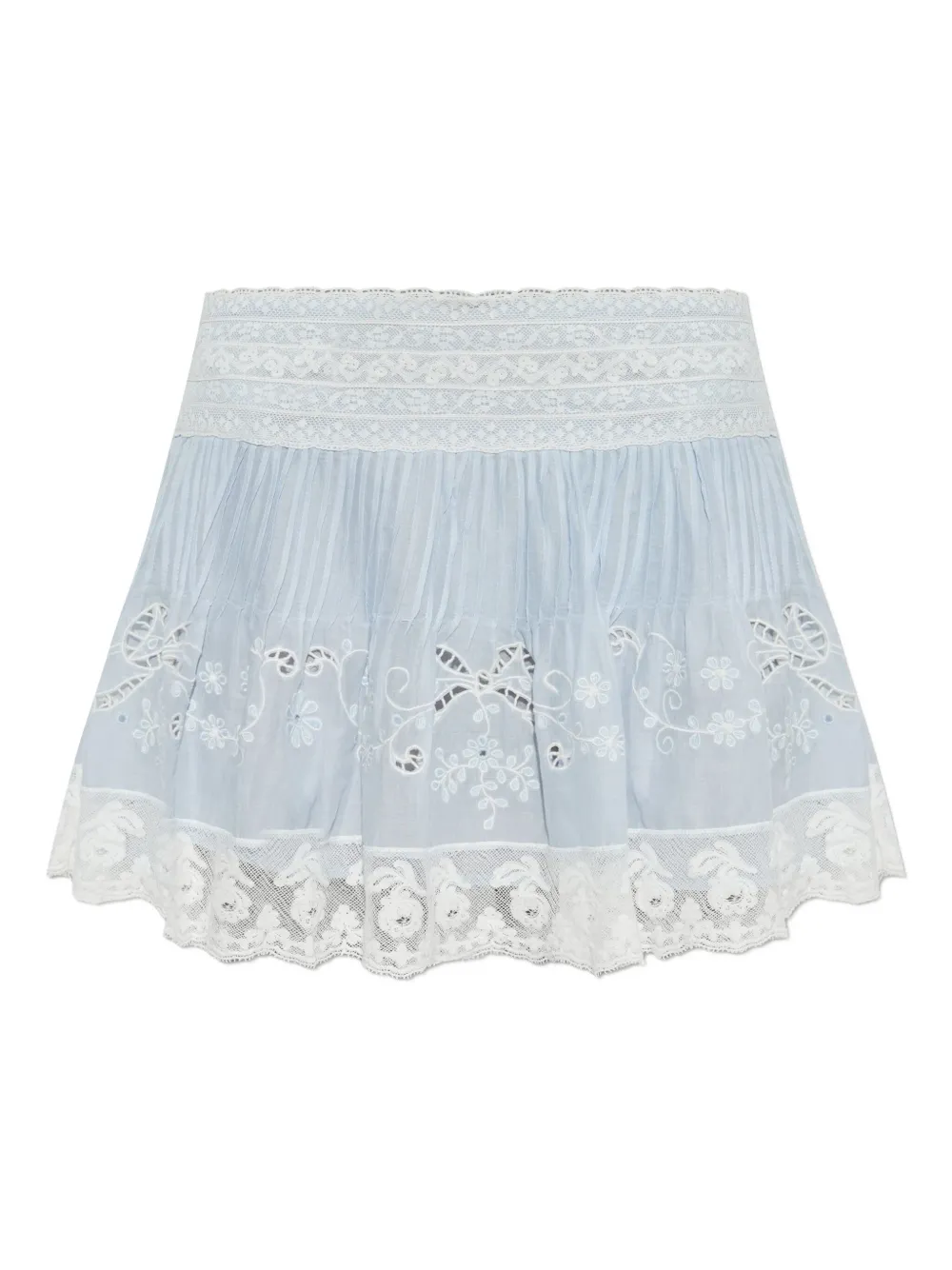 Loveshackfancy Levant Lace-trim Mini Skirt In Blue