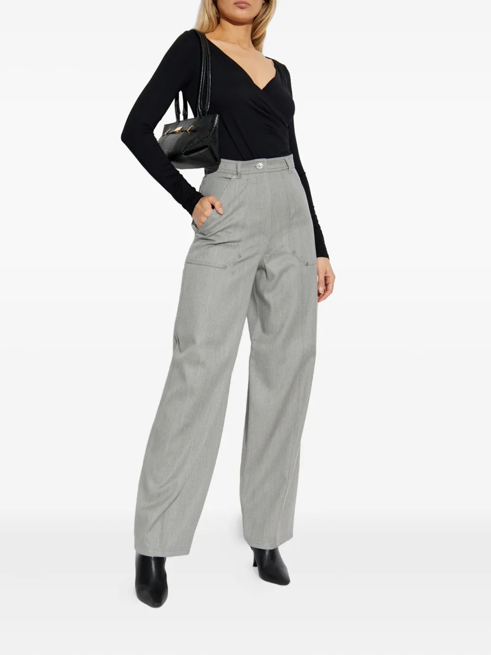 Max Mara Cicladi body met wikkelstijl Zwart