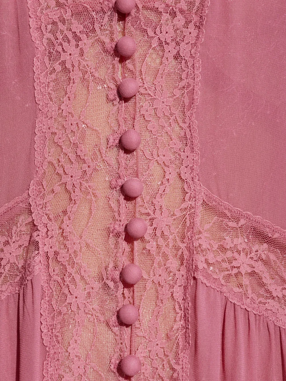 LoveShackFancy Lyvienne chiffon maxi-jurk met kant Roze