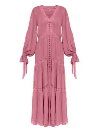 LoveShackFancy Lyvienne Chiffon Lace Maxi Dress | Pink | FARFETCH NZ LoveShackFancy Lyvienne Chiffon Lace Maxi Dress | Pink | FARFETCH NZ