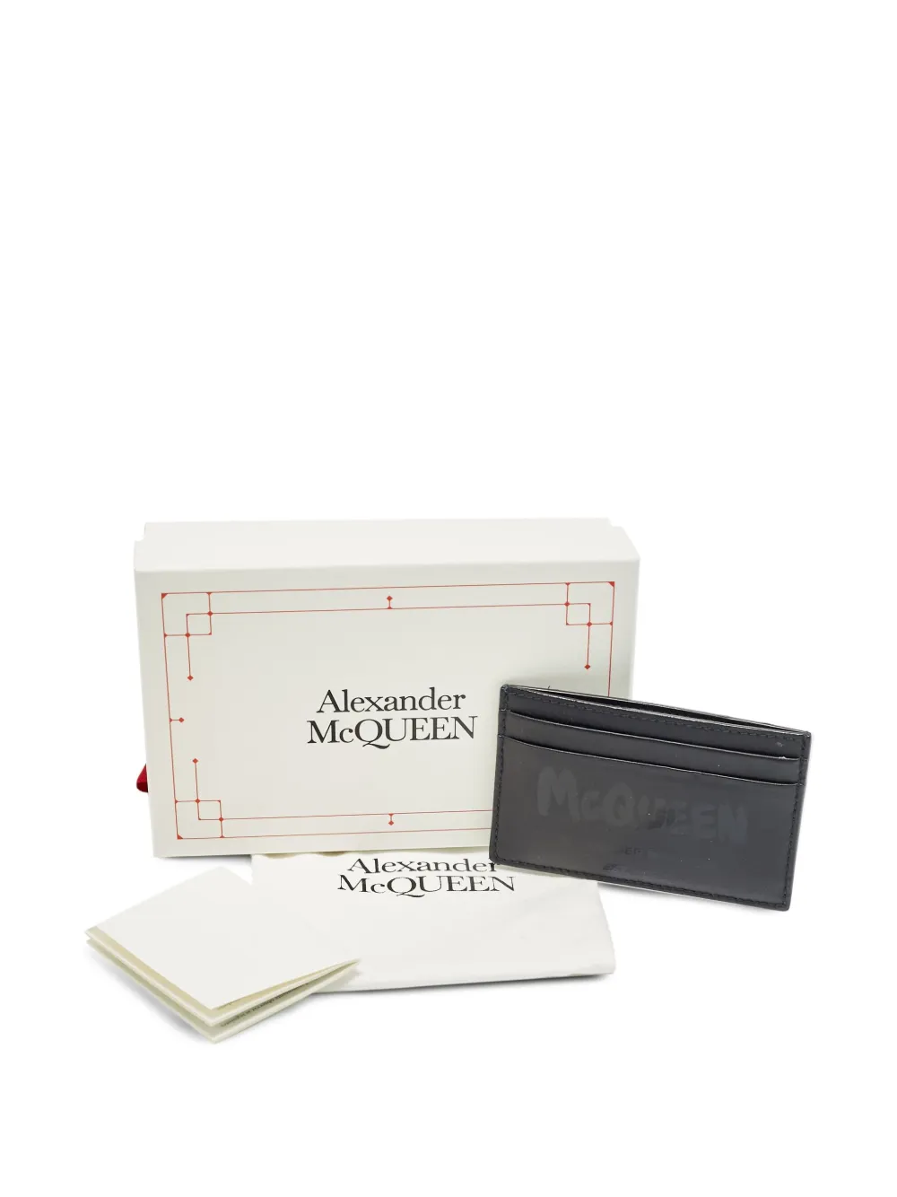 Pre-owned Alexander Mcqueen Logo-print Leather Cardholder In Black