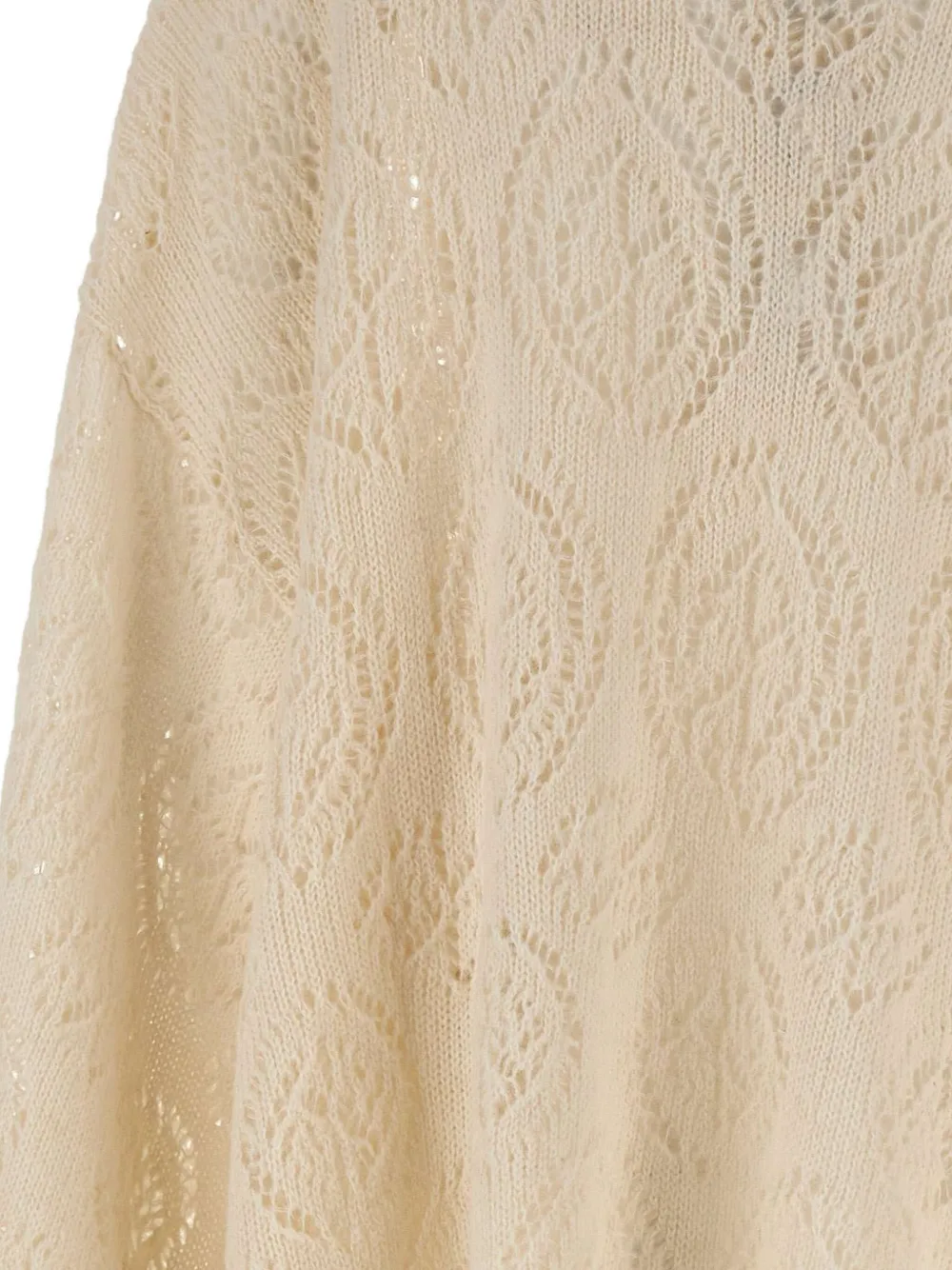 Maurizio Mykonos Wide-sleeve Open-knit Sweater In White