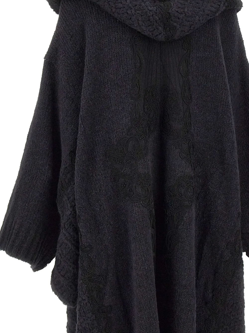 Maurizio Mykonos Hooded Embroidered Oversized Coat In Black