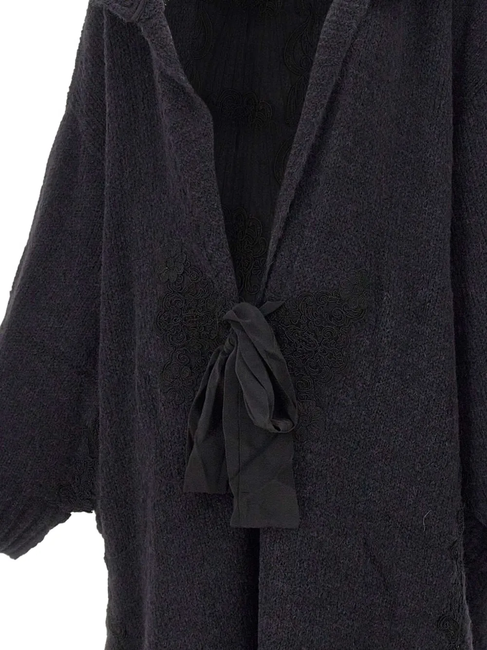 Maurizio Mykonos Hooded Embroidered Oversized Coat In Black