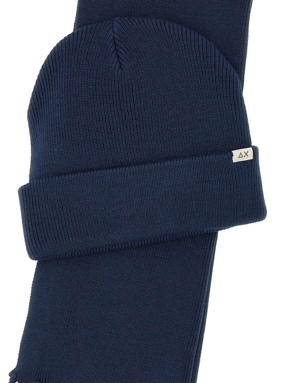 Sun68 Geribbelde muts en sjaal Blauw