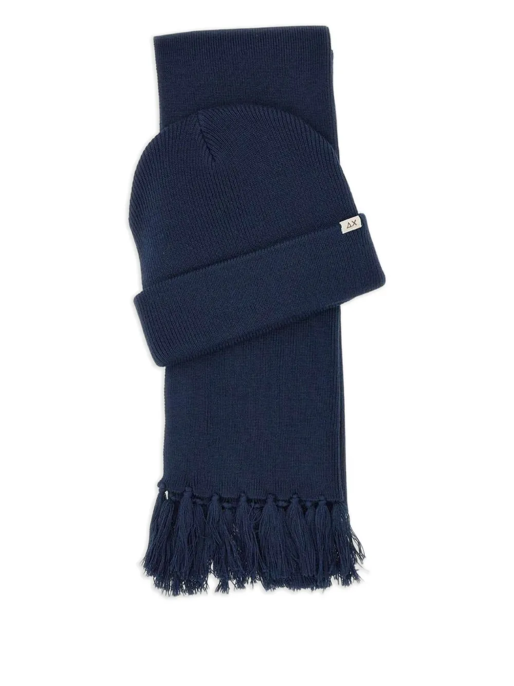 Sun68 Geribbelde muts en sjaal - Blauw