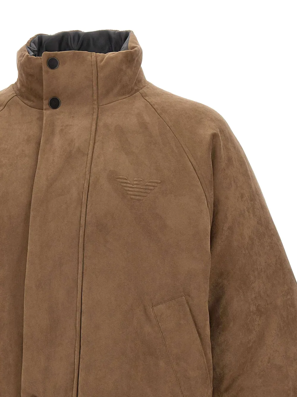 Emporio Armani Raglan-sleeve Reversible Bomber Jacket In Brown