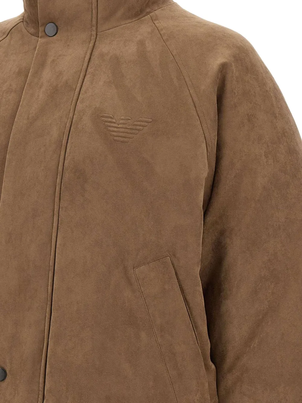 Emporio Armani Raglan-sleeve Reversible Bomber Jacket In Brown