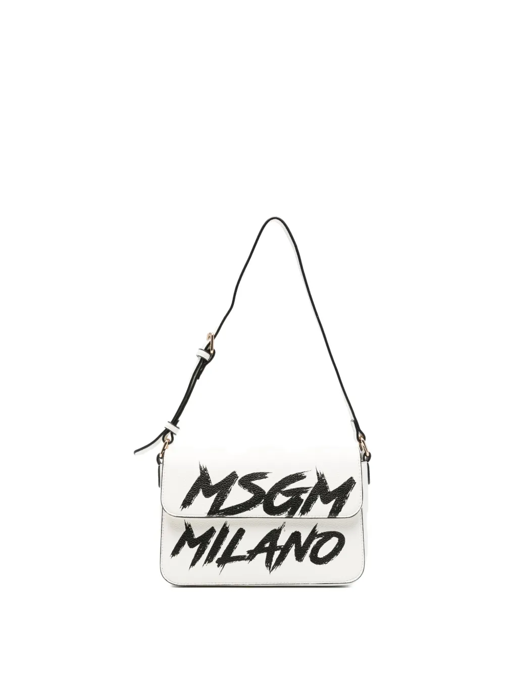 Msgm Logo-print Shoulder Bag In Neutral