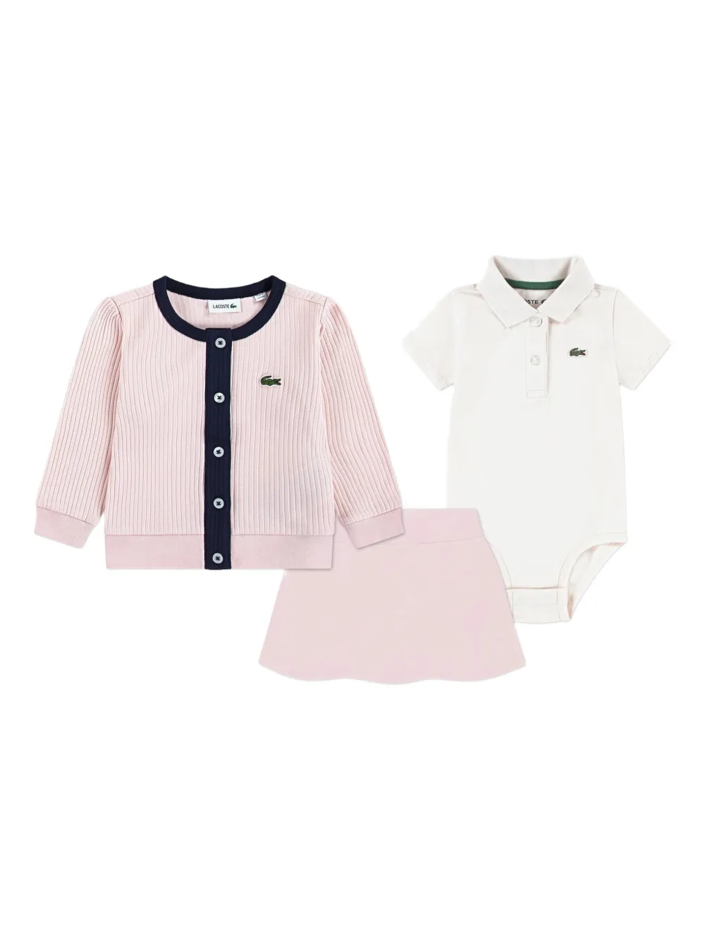 Lacoste Kids button ribbed skirt set - Rosa