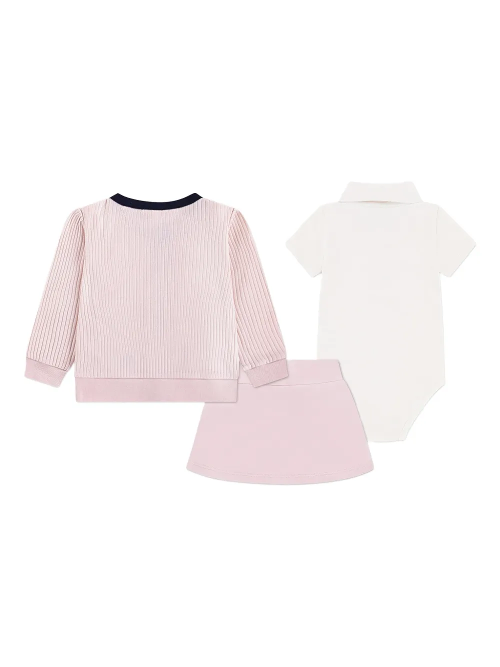 Lacoste Kids button ribbed skirt set - Roze