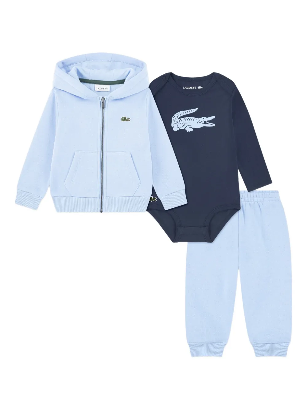 Lacoste Kids zip hooded tracksuit set - Blu
