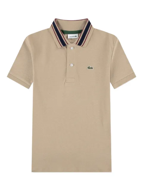 Lacoste Kids striped collar pique polo shirt