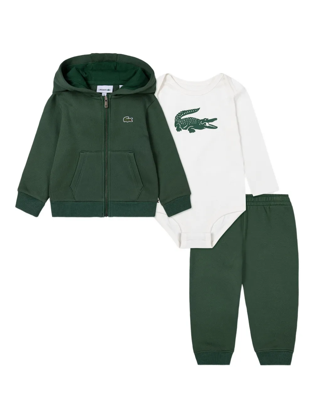 Lacoste Kids logo-detail hooded tracksuit set - Verde
