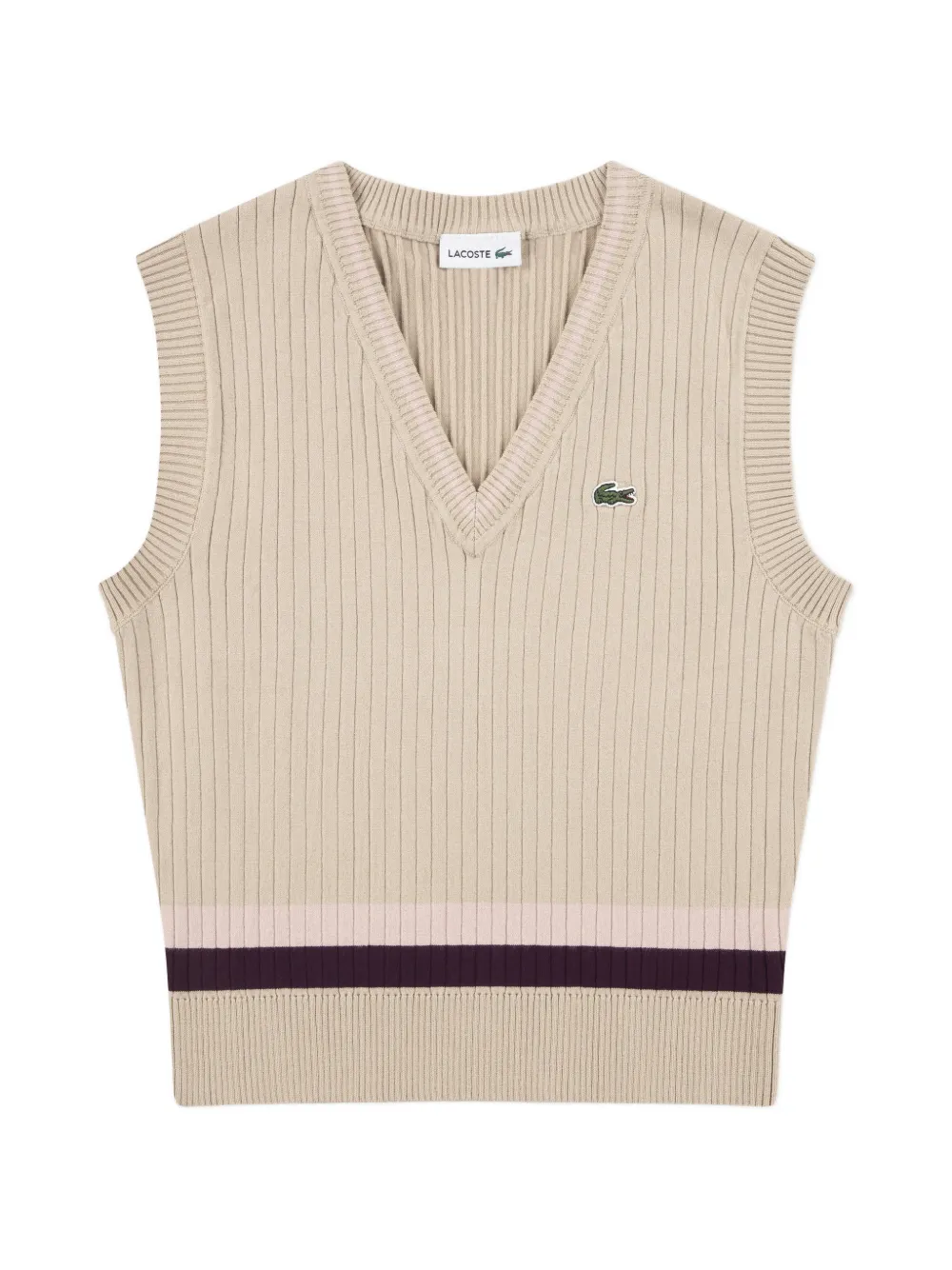 Lacoste Kids V-neck striped top - Toni neutri