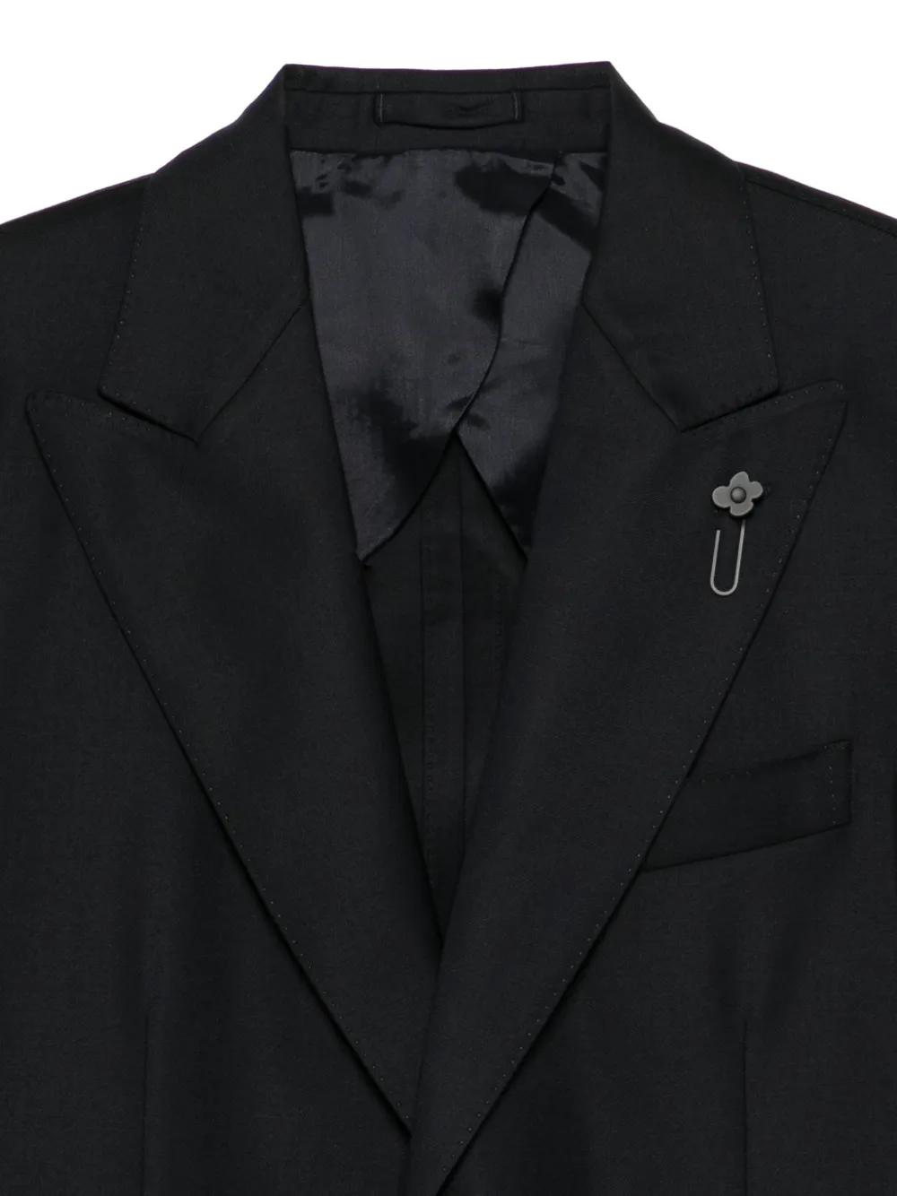 Lardini Pak met enkele rij knopen van scheerwol Zwart