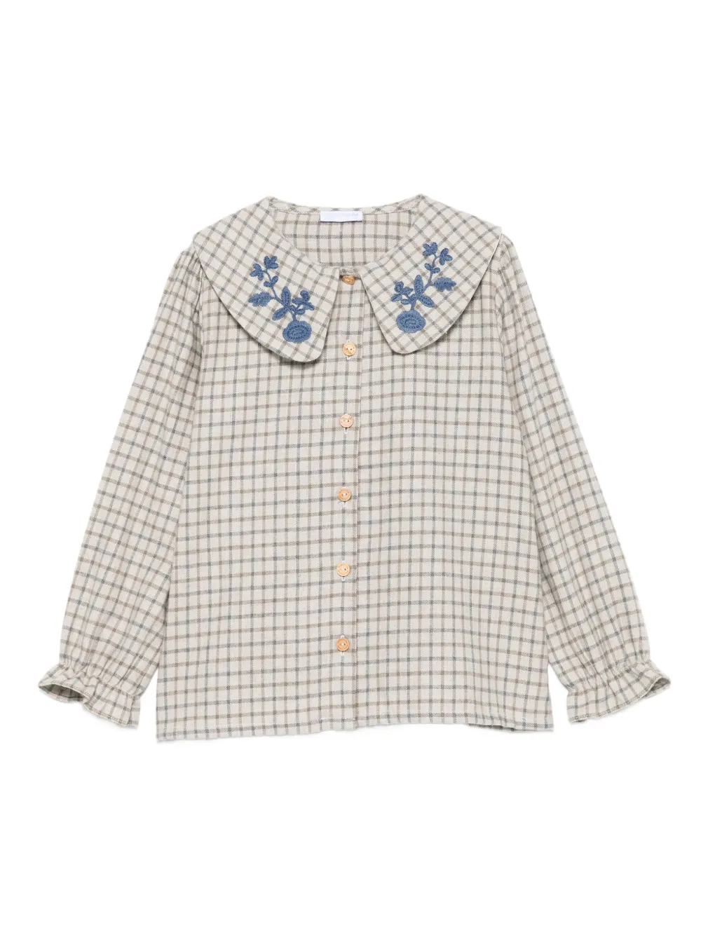 LARANJINHA embroidered checked shirt | Neutrals | Image 1