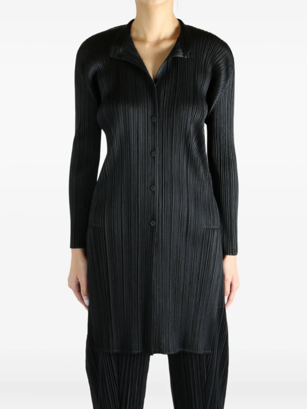 Issey Miyake Buttoned Pp58jj492 Top In Black