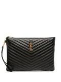 Saint Laurent Pre-Owned 2019 Leather Chevron Monogram Document Holder clutch bag - Black
