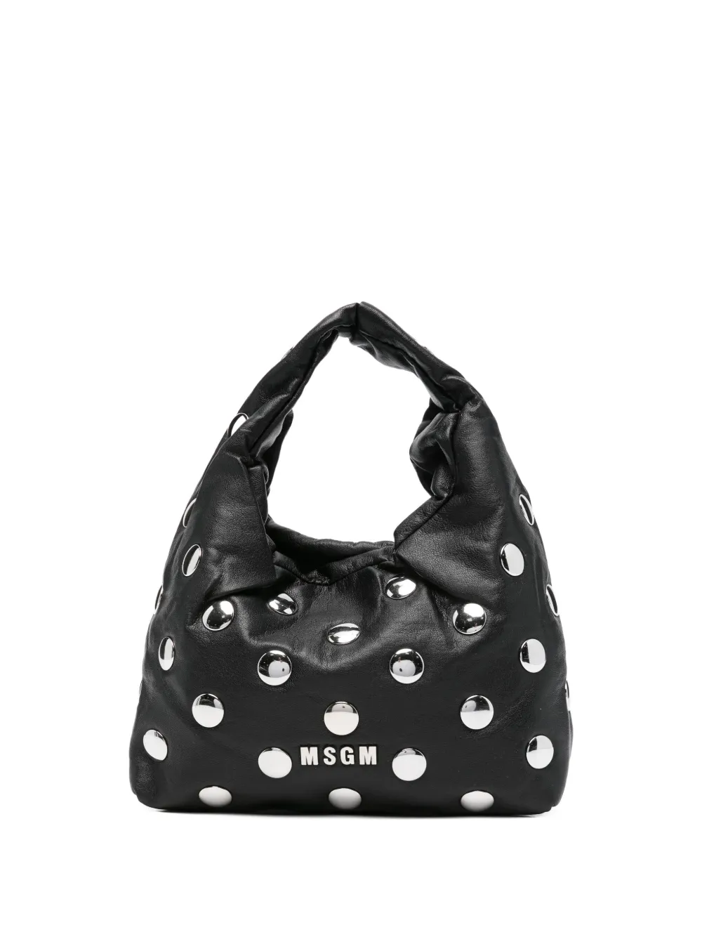 Msgm Studded Shoulder Bag In Black
