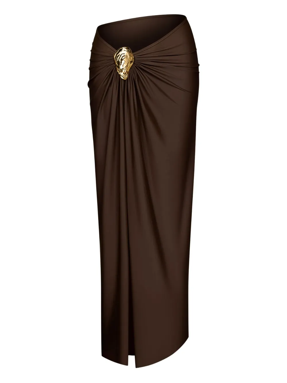 KOROBEYNIKOV gold-embellished side-split skirt | Brown | Image 1
