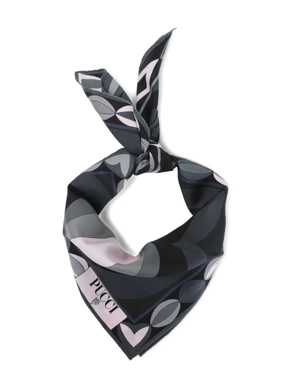 Pucci Geometric-pattern Silk Scarf In Black