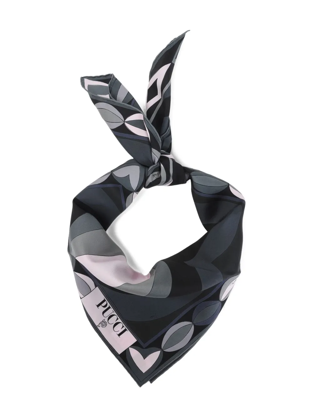 Pucci Geometric-pattern Silk Scarf In Black