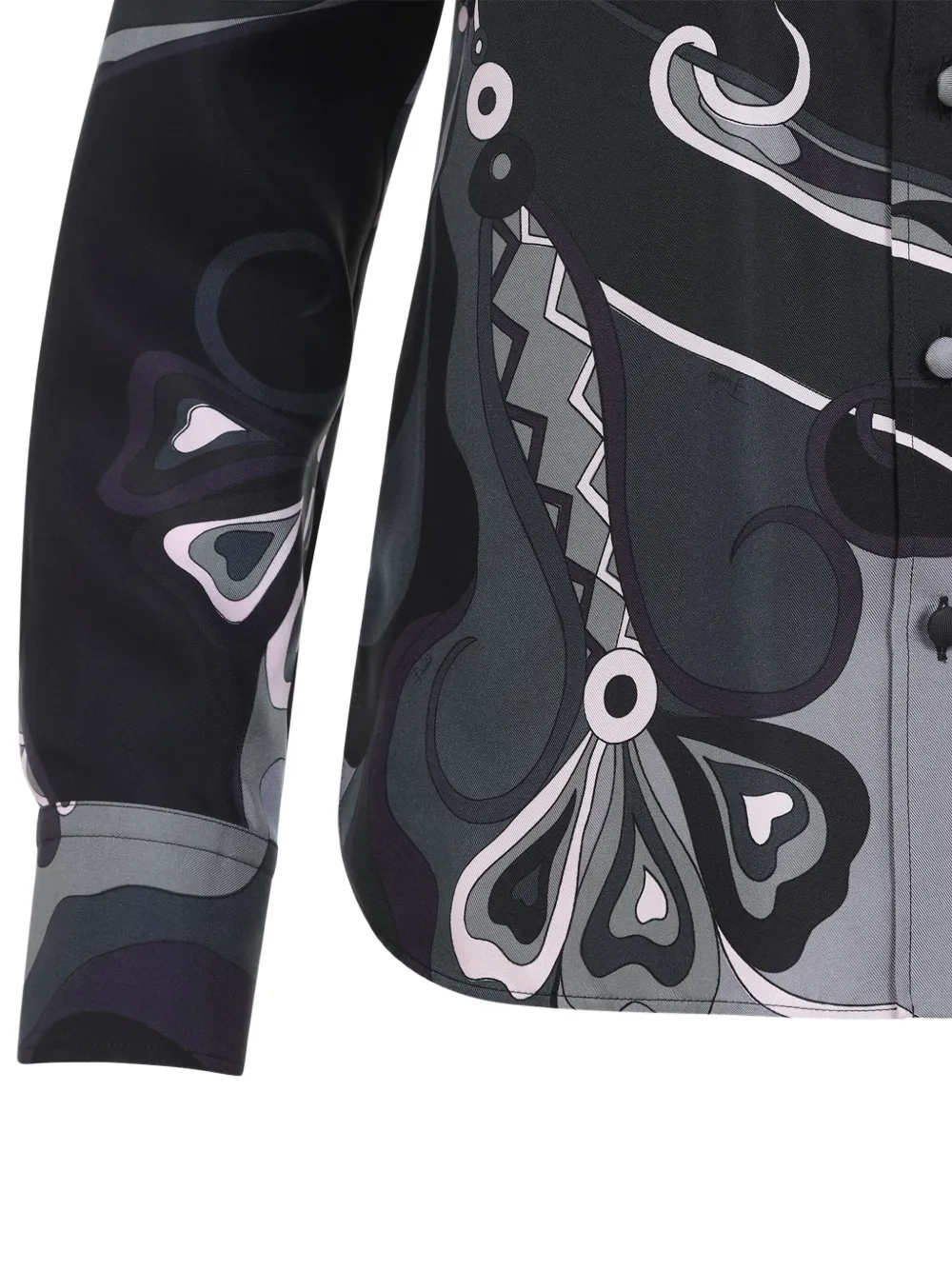 Pucci Abstract Pattern Long Sleeve Silk Shirt In Black