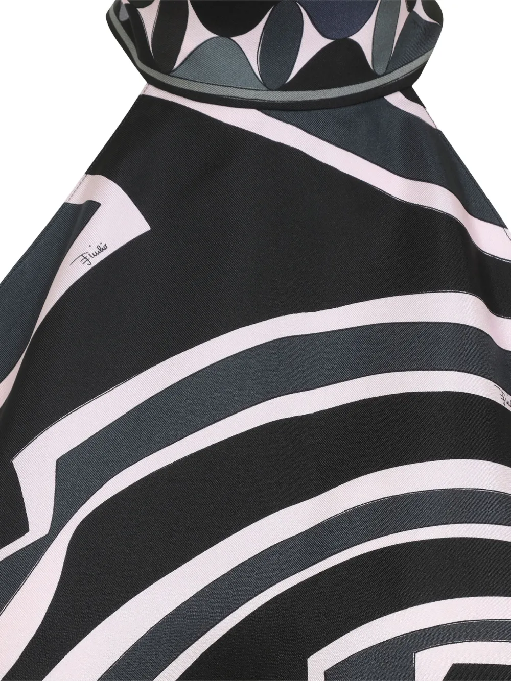 Pucci Geometric Halterneck Sleeveless Silk Twill Top In Black