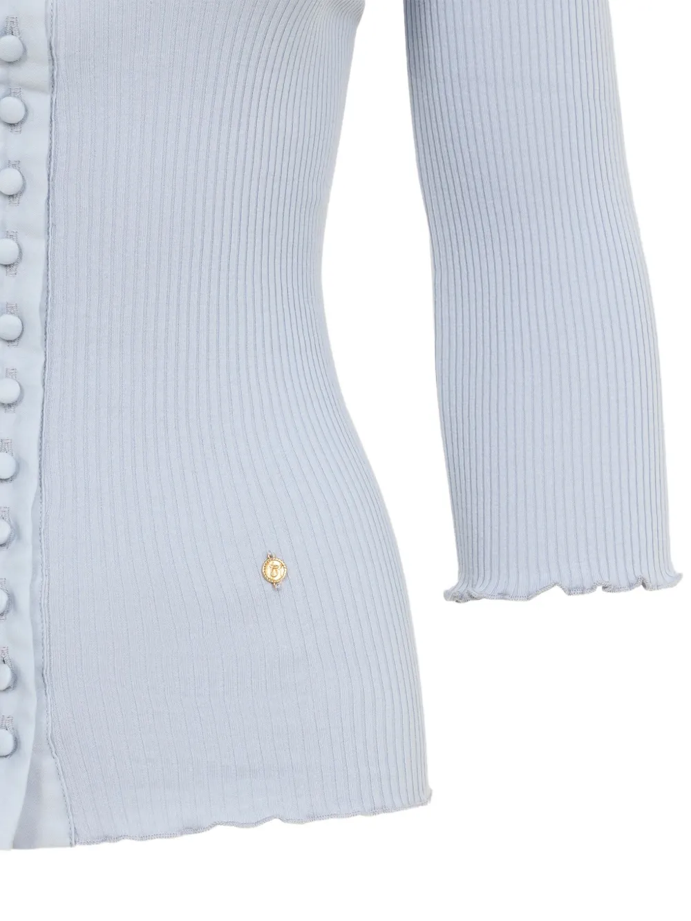 Chloé Lace-trimmed Ribbed-knit Cotton Cardigan In Blue