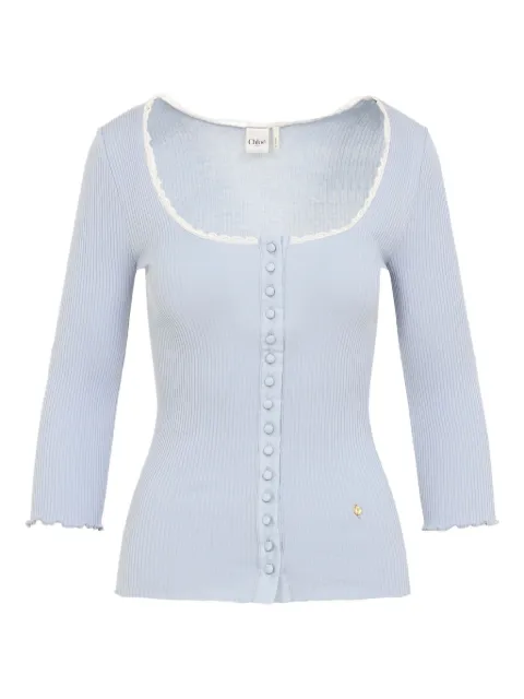 Chloé lace-trimmed button top