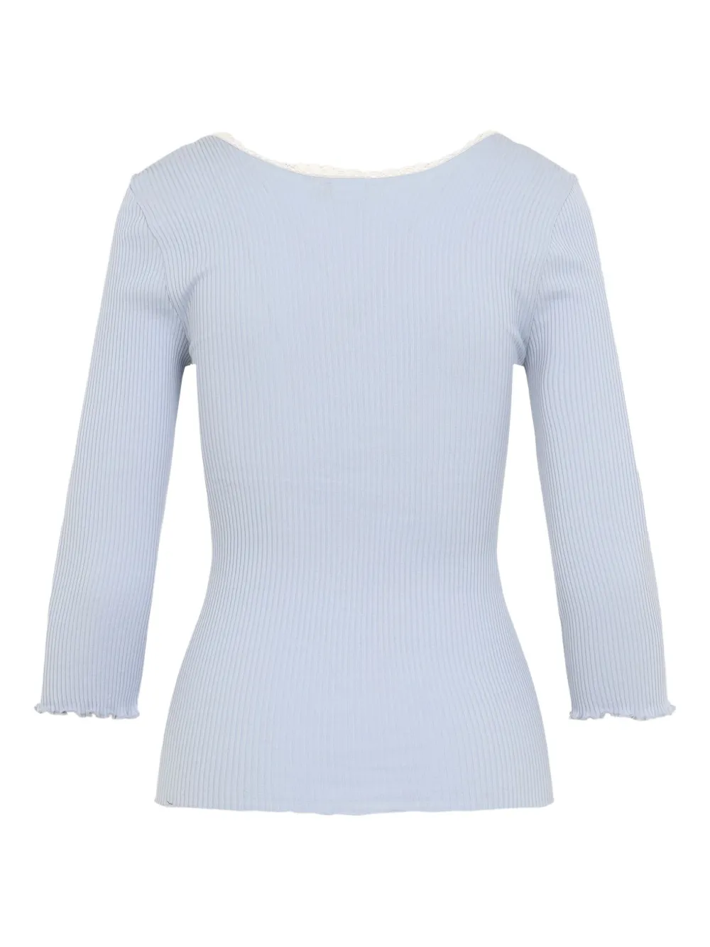 Chloé Lace-trimmed Ribbed-knit Cotton Cardigan In Blue