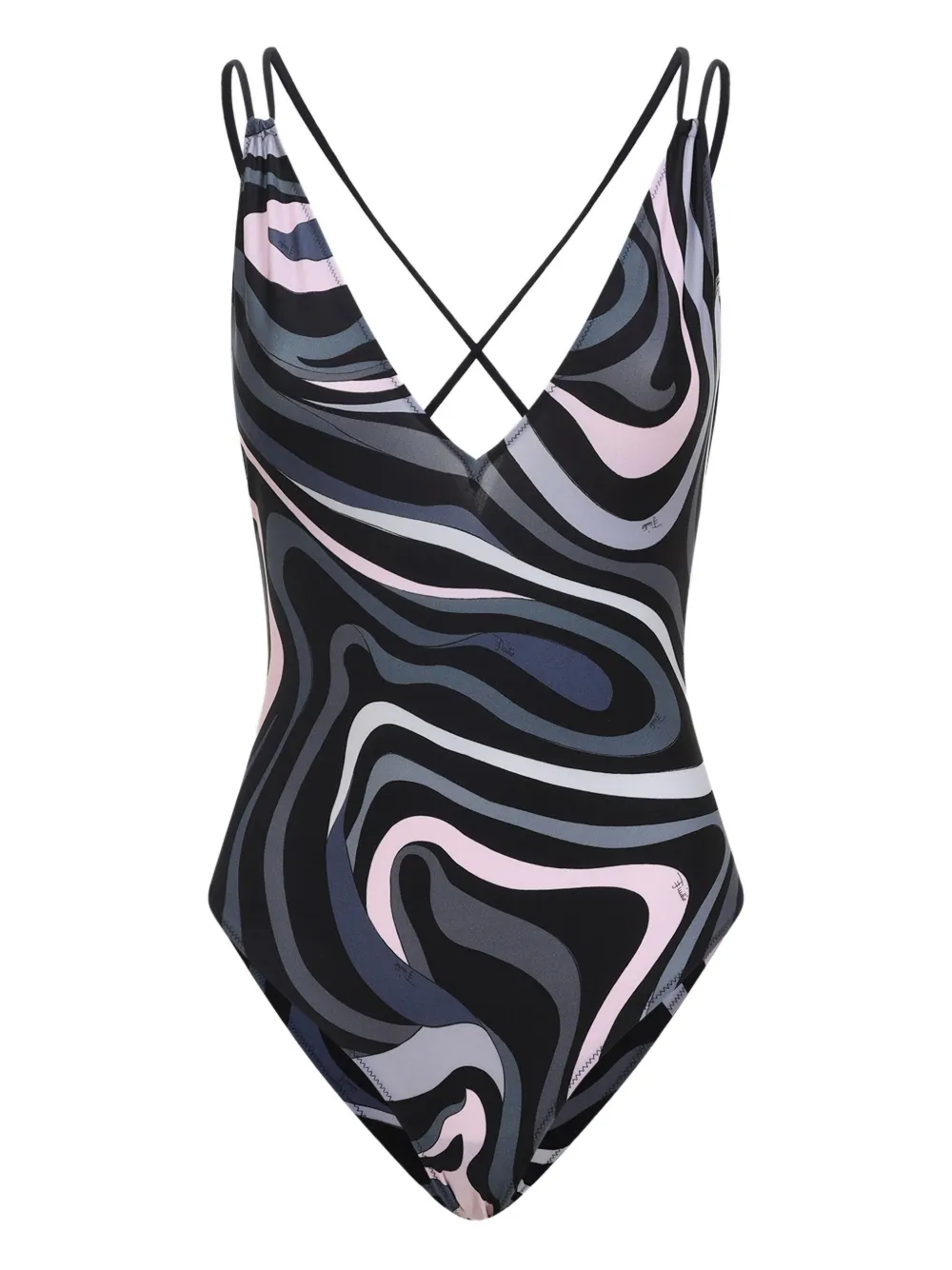 PUCCI cross-back swirl swimsuit | Black | Image 1