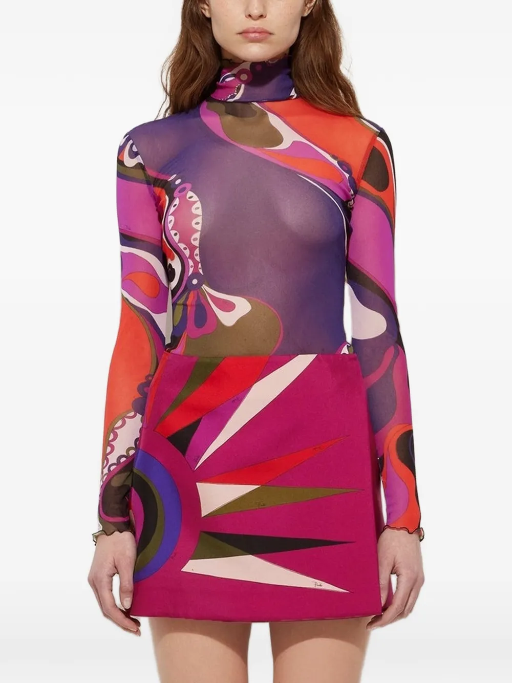 PUCCI Top met col en Orchidee-print Paars