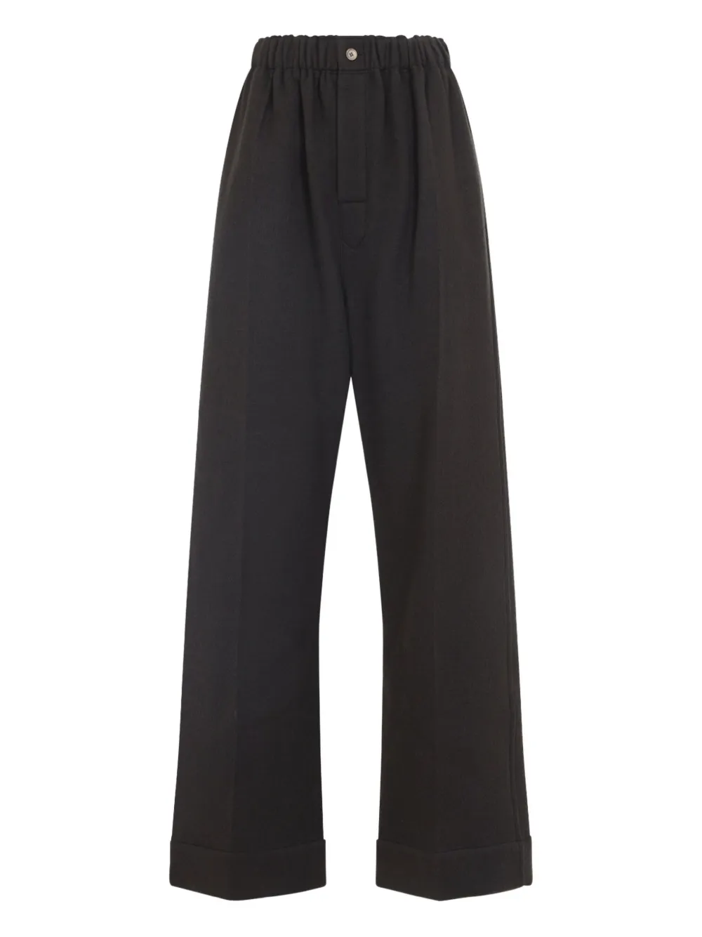 Carven Elasticated-waist Cuffed Straight Trousers In Black