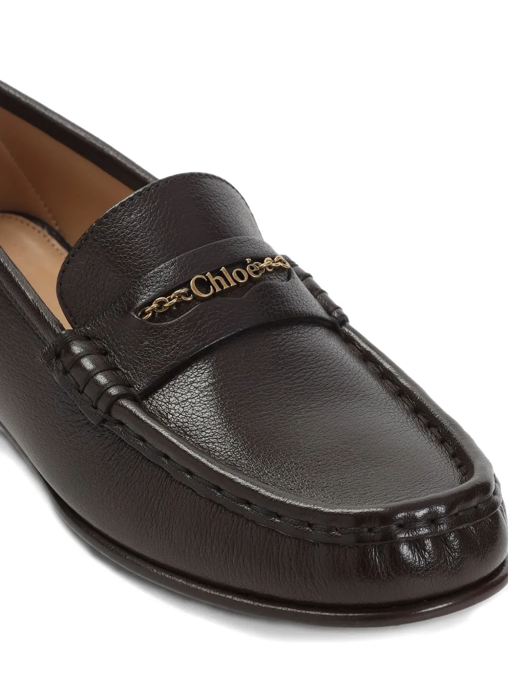 Chloé logo leather loafers Brown