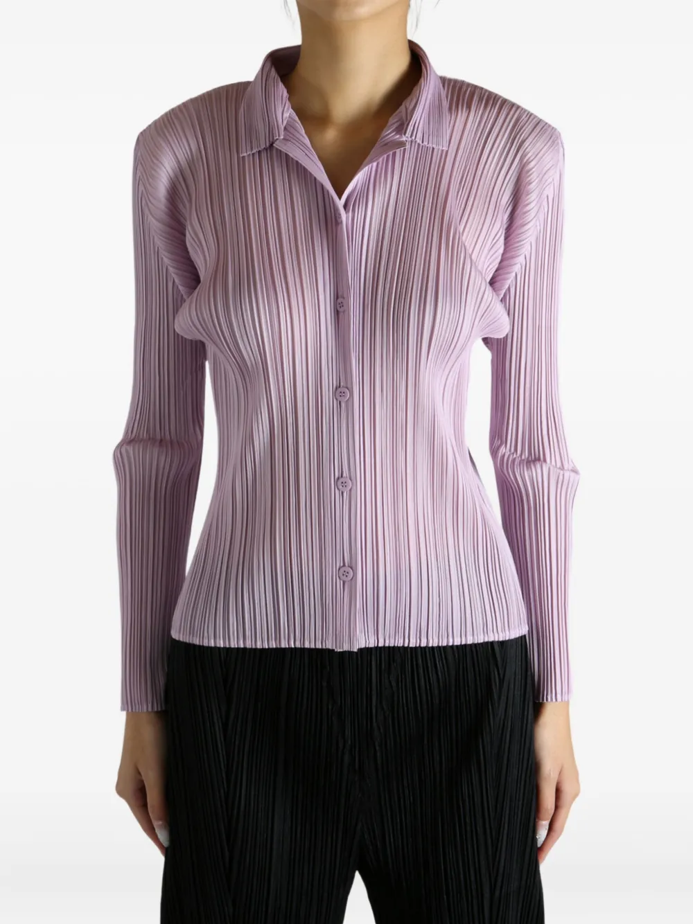 Pleats Please Issey Miyake Pleated buttoned top - Roze