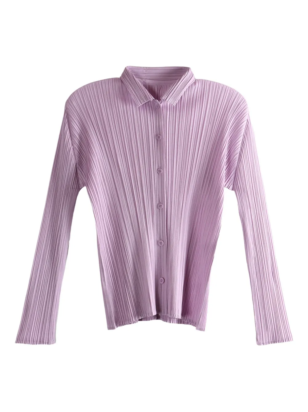 Issey Miyake Pleated Buttoned Top In Purple