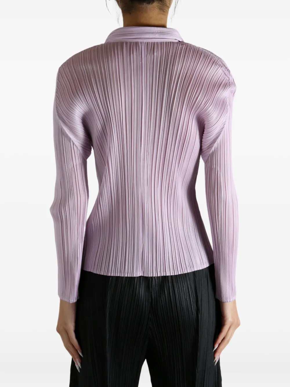 Issey Miyake Pleated Buttoned Top In Purple