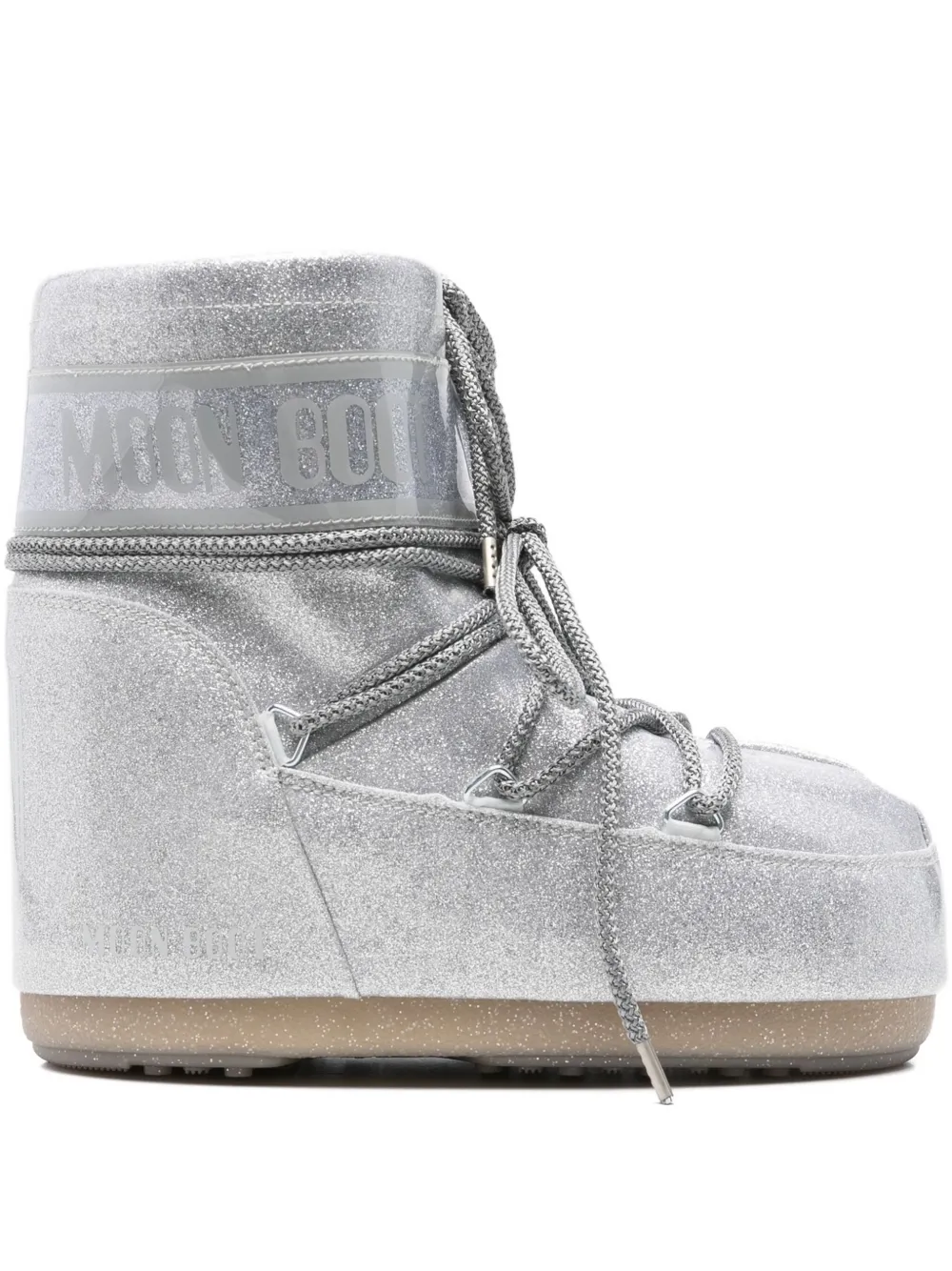 Moon Boot Icon Low Glitter New logo-print lace-up boots - シルバートーン Moon Boot Icon Low Glitter New logo-print lace-up boots - シルバートーン