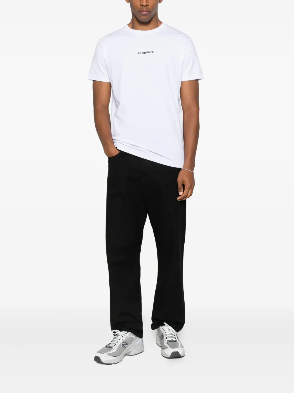 Les Hommes Urban T-shirt met logodetail - Wit