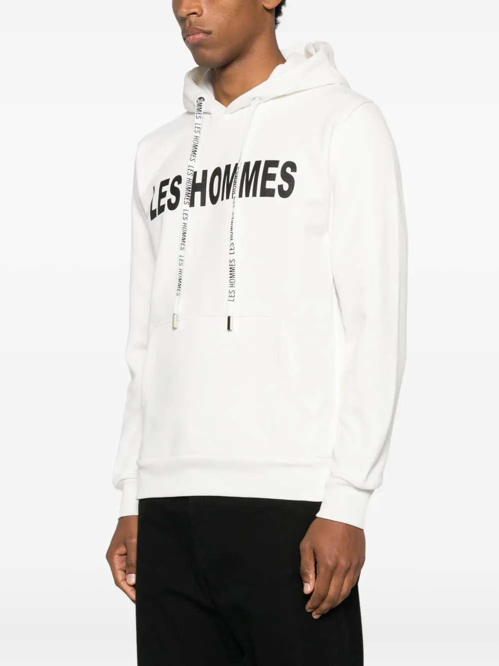 Les Hommes Urban Logo-detail Hoodie In White