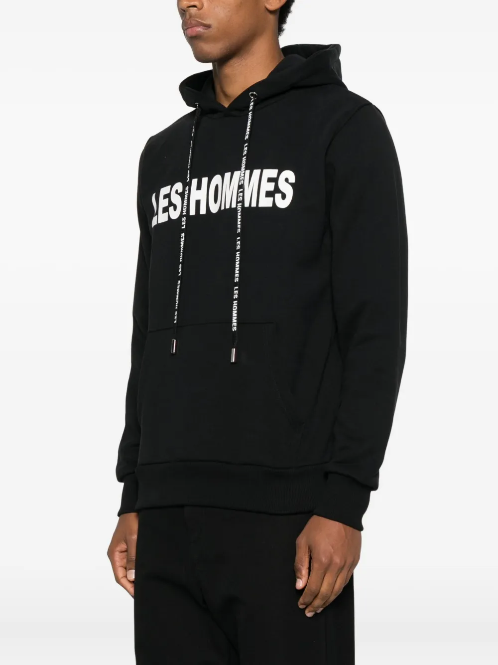 Les Hommes Urban Logo-detail Hoodie In Black