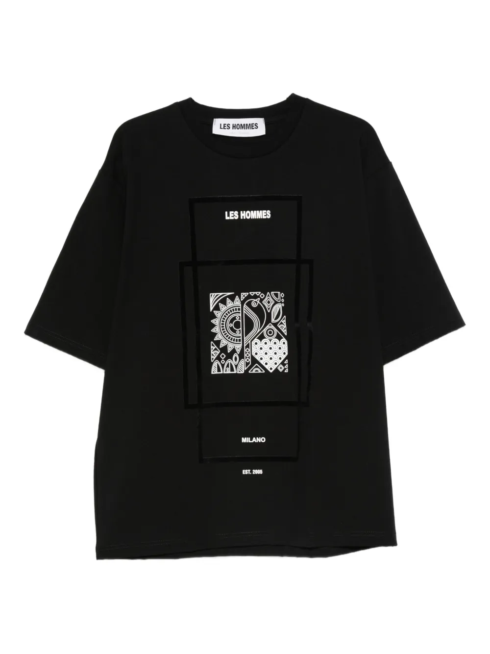 Les Hommes Urban Graphic-detail T-shirt In Black