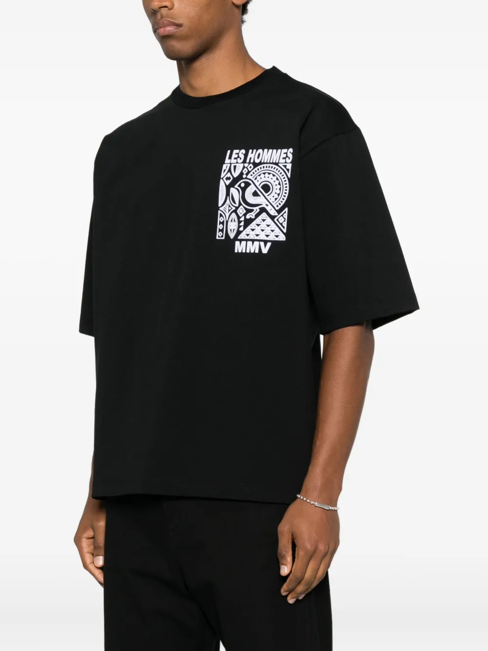 Les Hommes Urban Graphic T-shirt In Black