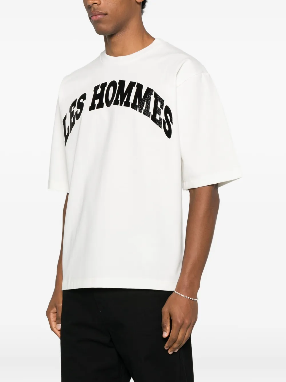 Les Hommes Urban Logo-detail Crew-neck T-shirt In White