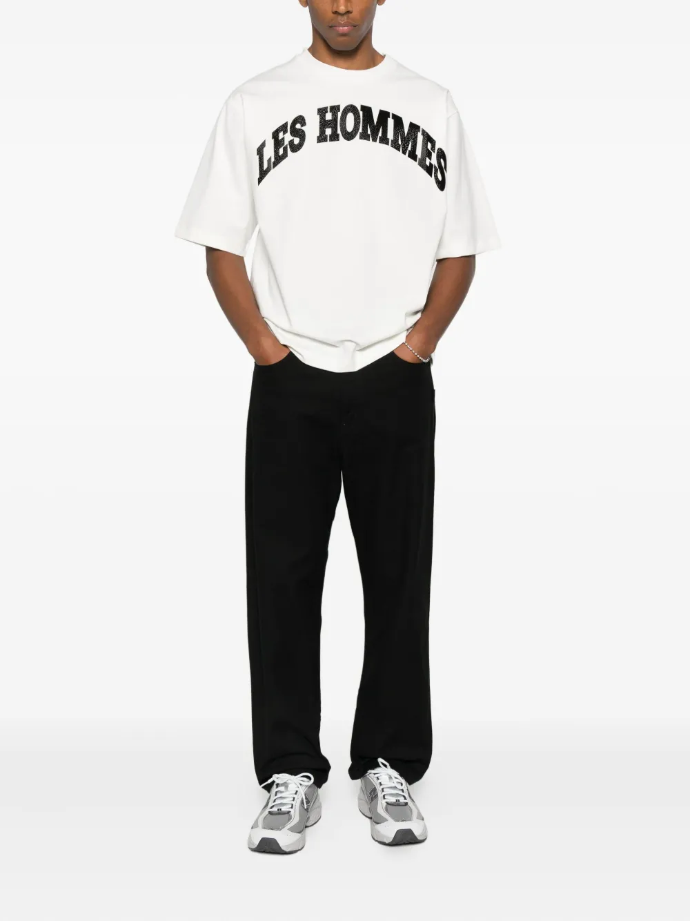 Les Hommes Urban T-shirt met logodetail - Wit