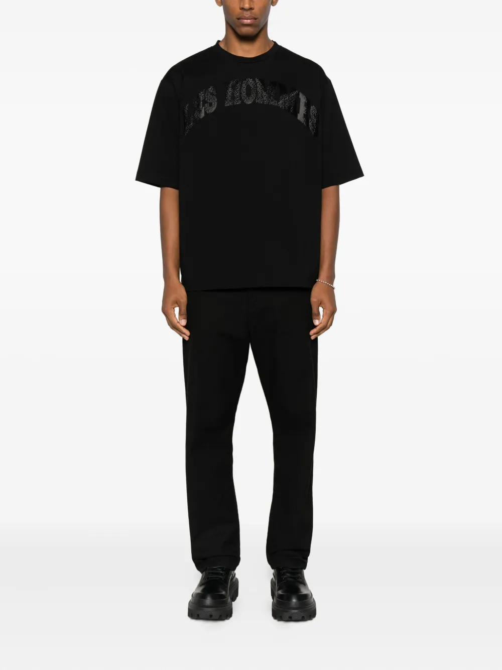 Les Hommes Urban T-shirt met logodetail - Zwart